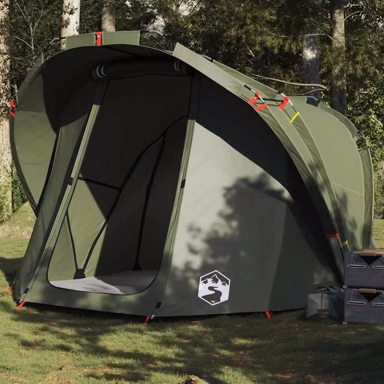 vidaXL Tenda da pesca per 4 persone verde oliva impermeabile in poliestere e fibra di vetro