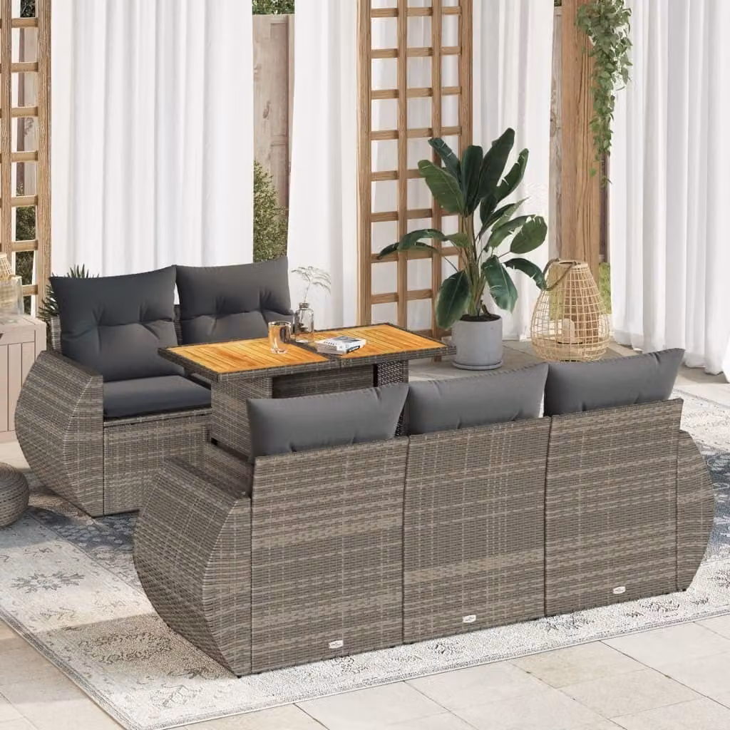 Maison Exclusive - Set Divano da Giardino 6 pz con Cuscini Grigio in Polyrattan
