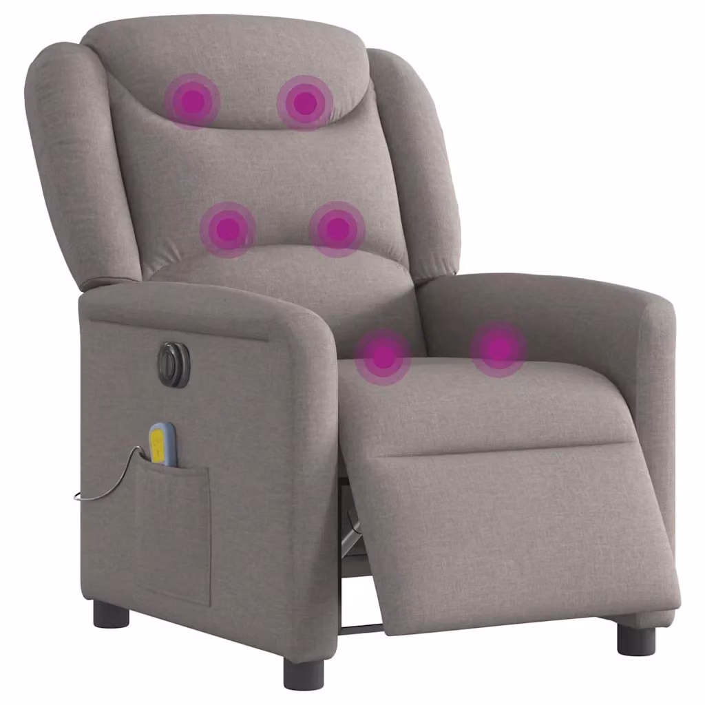 Poltrona Reclinabile Elettrica Relax vidaXL in Tessuto Beige e Grigio con Braccioli – 2