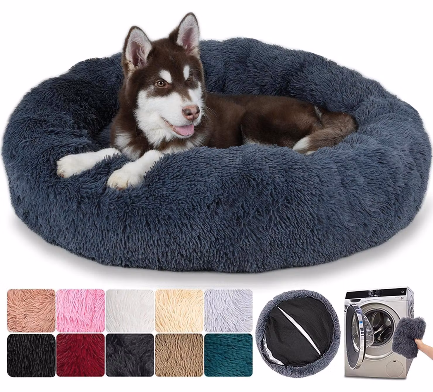 Cuccia per cani "Puppy Love", rotonda, estraibile, con cuscino, lavabile, leggera, di grandi dimensioni
