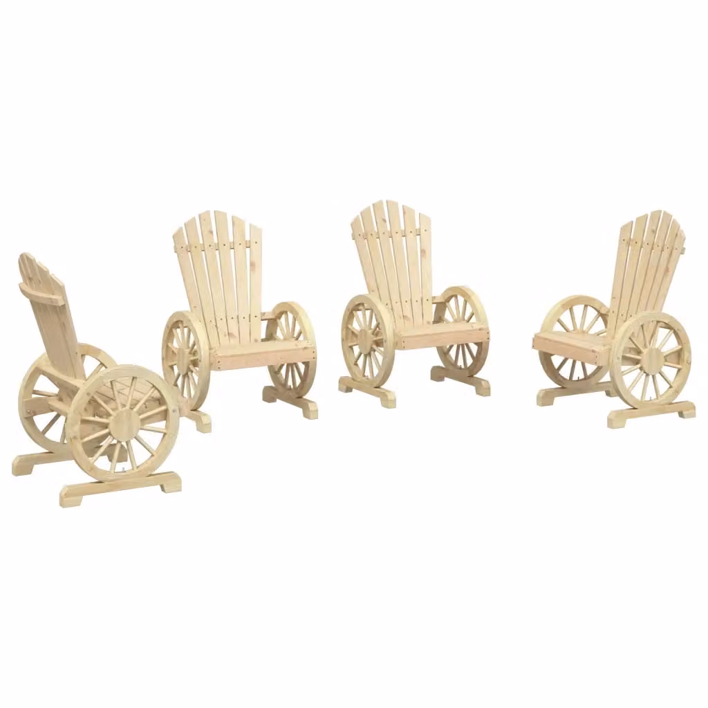 Set di 4 sedie da giardino Adirondack vidaXL in legno massello di abete, colore beige/marrone – 2