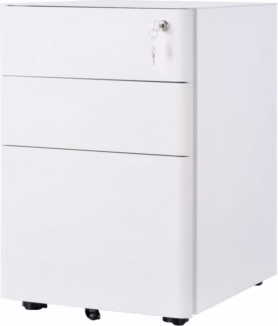 Cassettiera da ufficio GIORDANOSHOP in metallo bianco con serratura e rotelle L/P/H: 39 x 48 x 59 cm