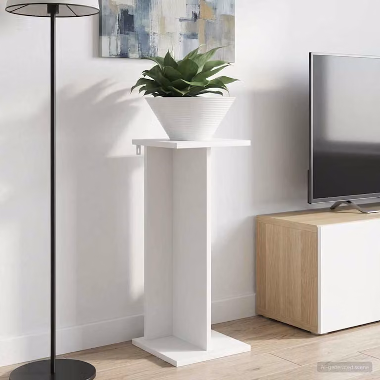 Set di 2 supporti per piante vidaXL in legno MDF bianco, design moderno, L/P/H: 25 x 25,5 x 60,5 cm