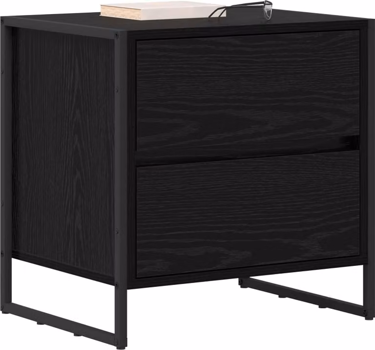 Comodino Rovere Nero 50 x 39.5 x 50 cm Legno multistrato