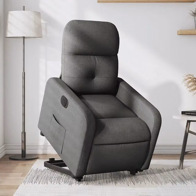 Divano Sedia-Poltrona Alzapersona Reclinabile Elettrica Grigio Scuro Tessuto 234680