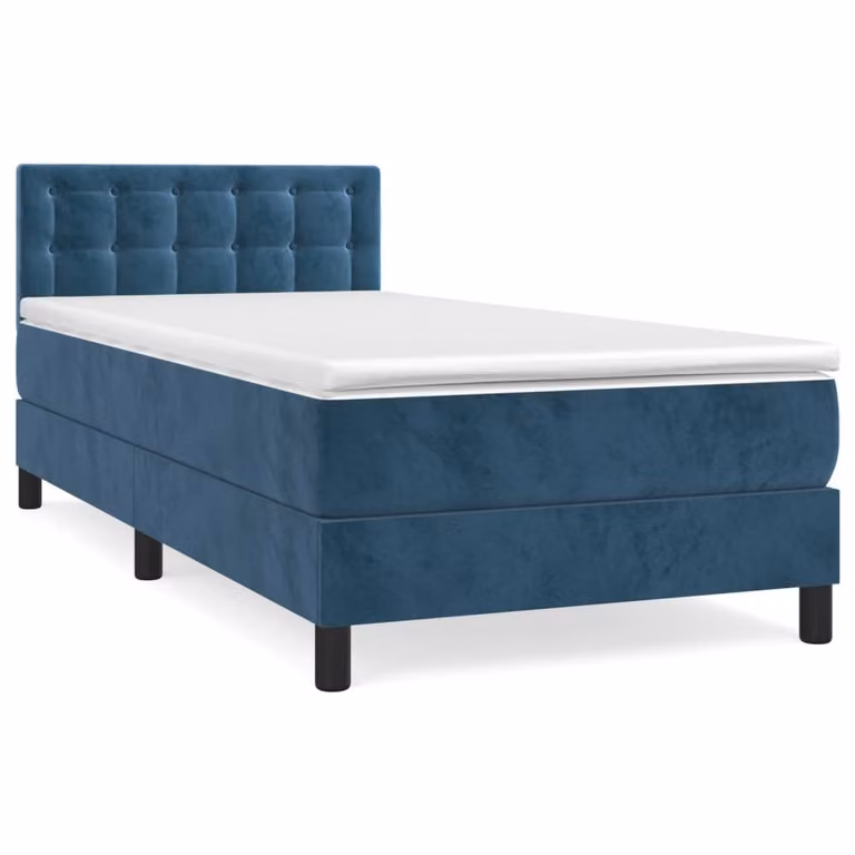 Giroletto a Molle con Materasso Blu Scuro 80x200 cm in Velluto