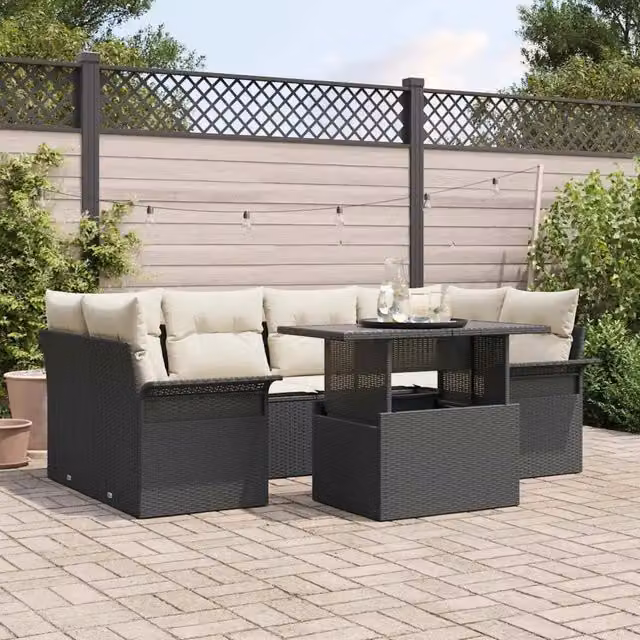 Set Divano da Giardino 7 pz Nero 3356950