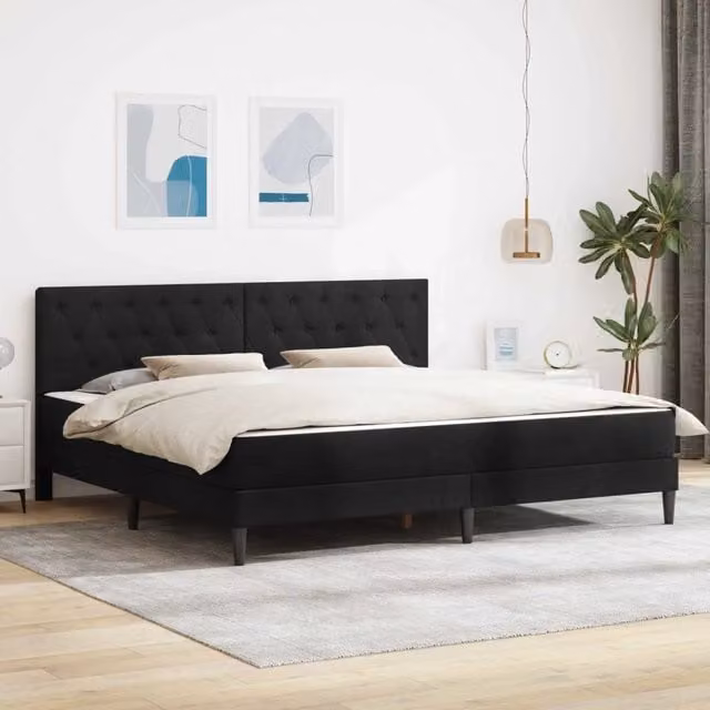 Struttura letto con materasso vidaXL in velluto nero, L/P/H: 180 x 200 x 96 cm