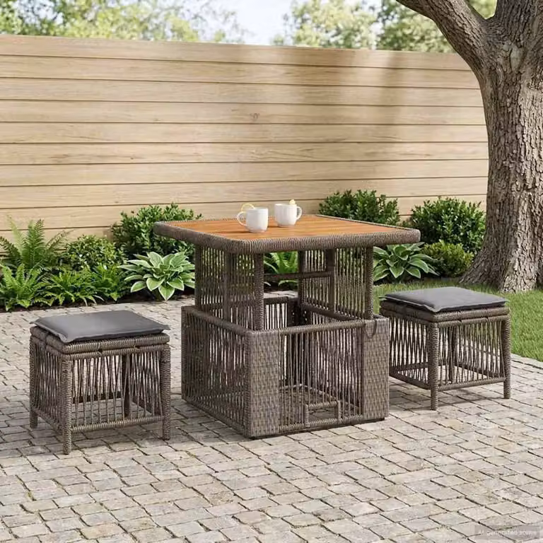 Maison Exclusive - Set da giardino per esterni, composto da 3 pezzi, in rattan sintetico grigio e grigio scuro
