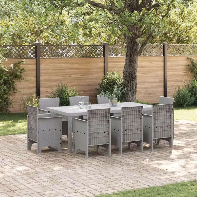 Maison Exclusive - Set da giardino per esterni, 9 pezzi, polipropilene grigio chiaro