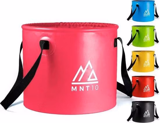 Secchio da campeggio pieghevole da 20 litri, in tela resistente, colore rosso, ideale per il campeggio, le attività all'aperto e il giardino