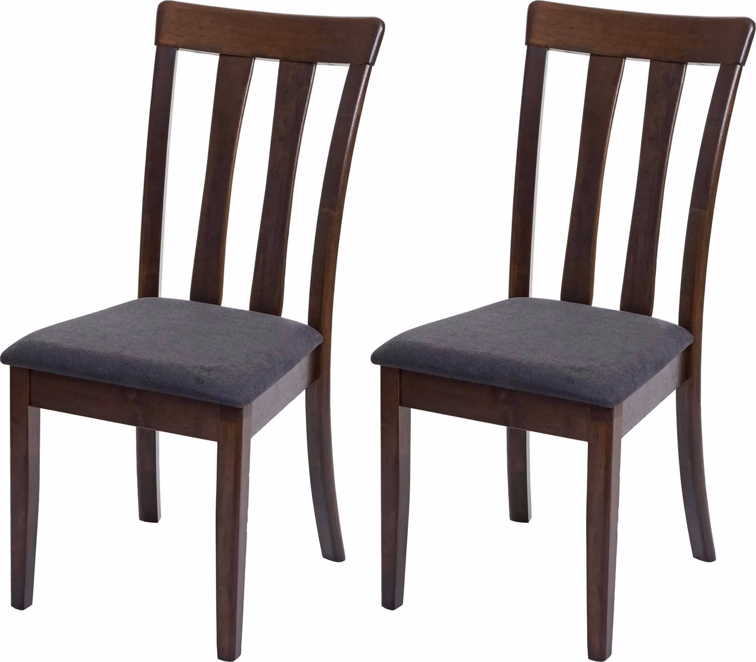 set di 2 sedie per sala da pranzo HWC-G46, sedia da cucina Sedia, tessuto/tessuto legno massiccio ~ struttura scura, grigio scuro