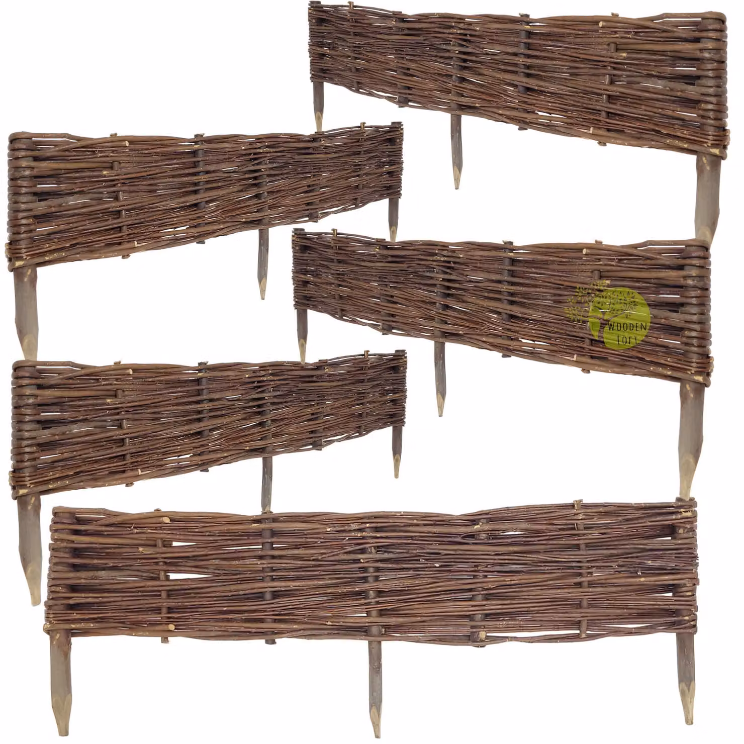 Recinzione da giardino in salice 100x20 cm Set di 5 pezzi. Recinzione in salice per il giardino. Recinzione in salice