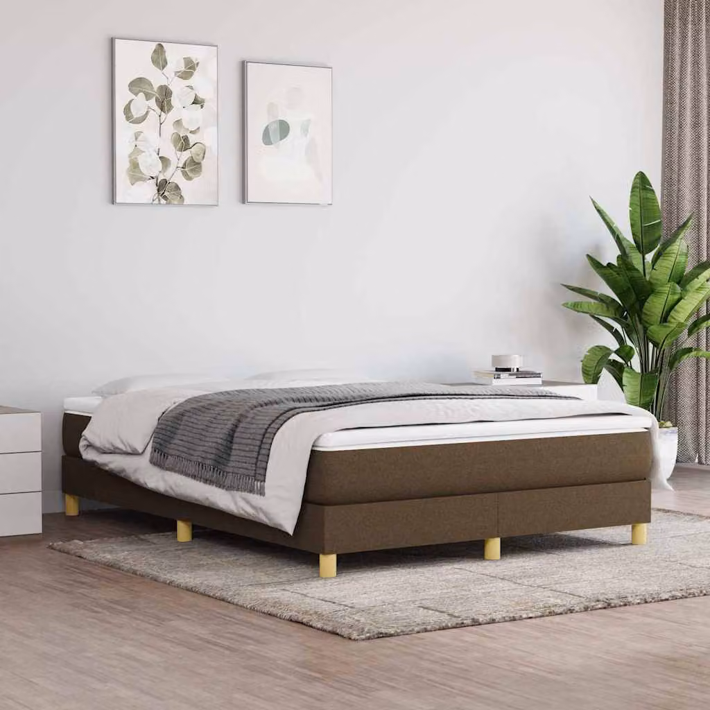 vidaXL Letto Ibrido con Giroletto a Molle e Materasso in Tessuto Marrone e Bianco L/P/H: 193 x 140 x 25 cm