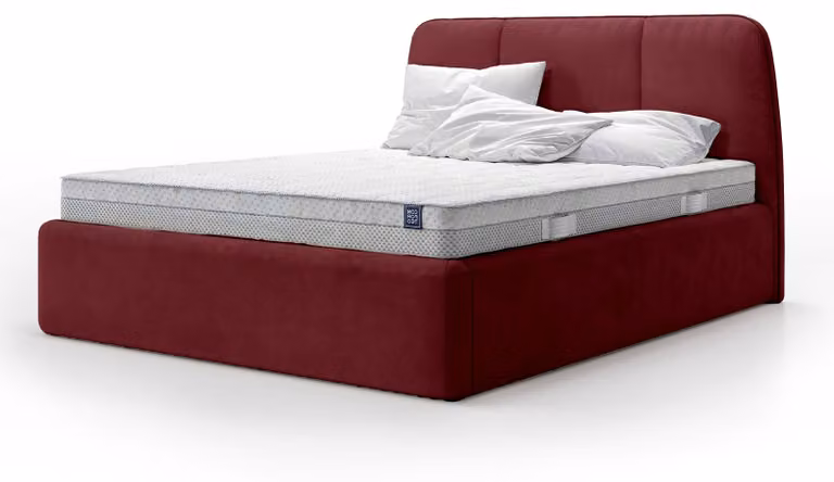 Letto imbottito con contenitore Elle Rubinmatt, dimensioni 160 x 200 cm