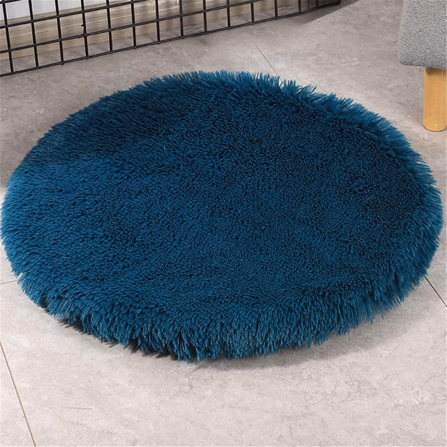 Tappetino per cani, cuccia per animali domestici, lavabile, in peluche, colore blu-verde, diametro 40 cm