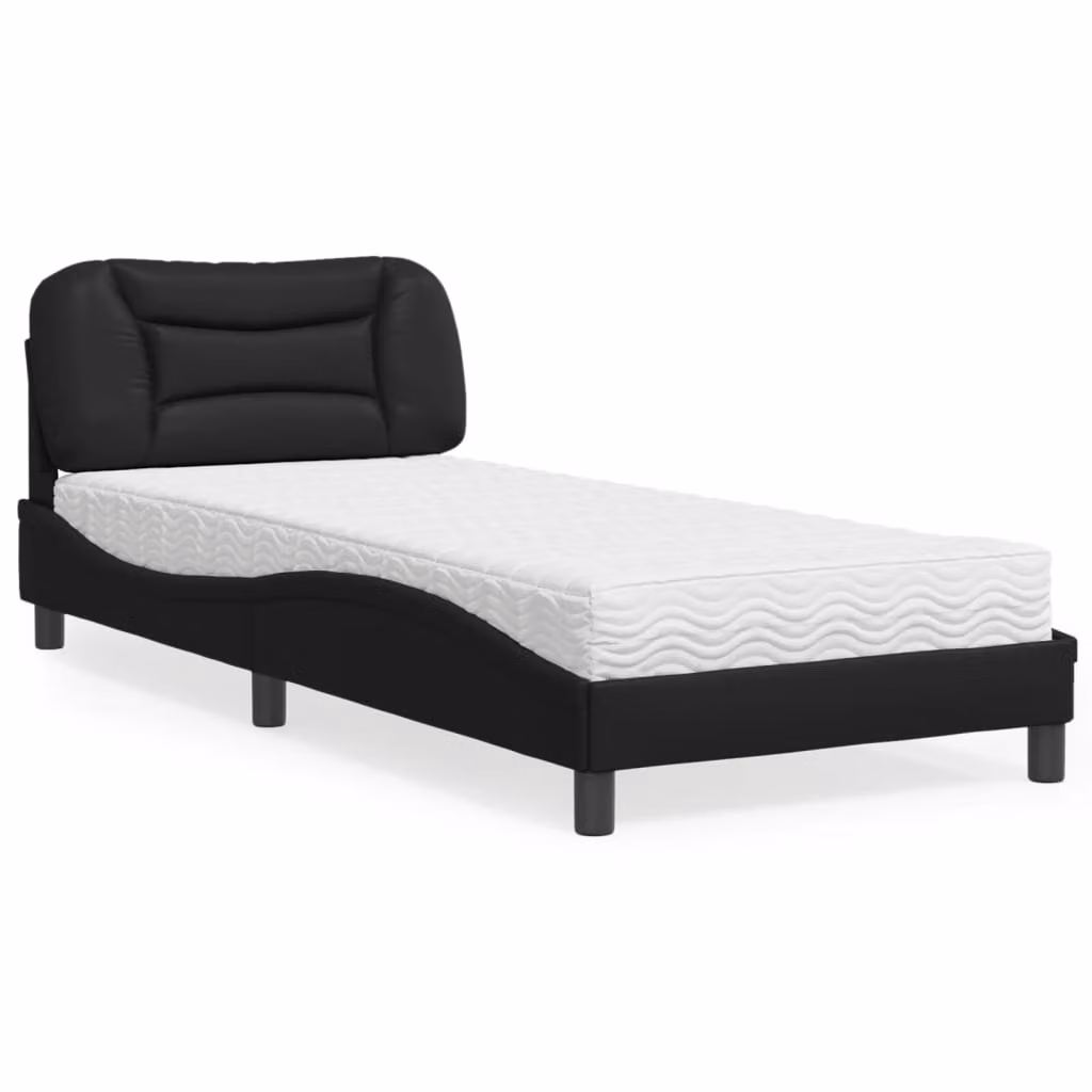 Letto con Materasso Hvar vidaXL in Similpelle Nero L/P: 80 x 200 cm – 1