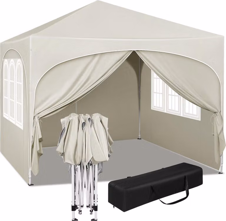Bolt Edge Partytent - Beige - Padiglione Easy-Up - Tenda pieghevole per feste - Resistente all'acqua e ai raggi UV - 3x3 m - Altezza regolabile