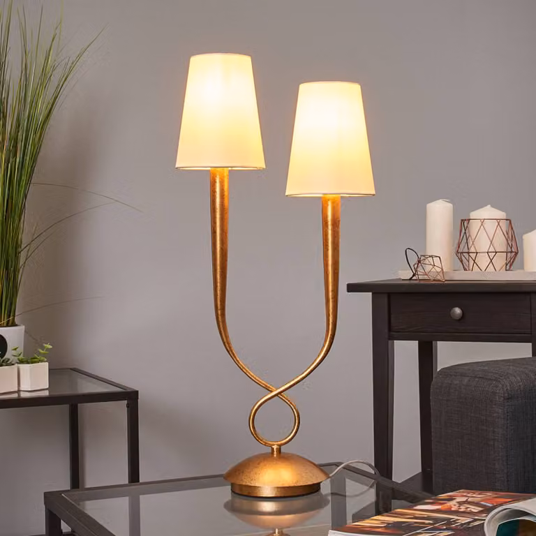 Mantra Iluminación Lampada da tavolo Paola, Ottone / Oro, Soggiorno / Sala da pranzo, Metallo, Moderno, Lampada da tavolo