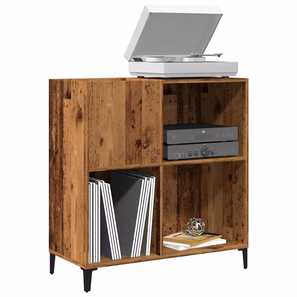 Mobile Porta Dischi in Legno Antico e Metallo Stile Industrial L: 84,5 cm, P: 38 cm, H: 89 cm – 2