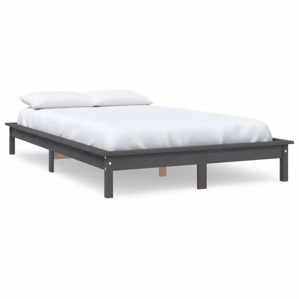 Letto Super King Giroletto Grigio in Legno Massello di Pino L/P: 180 x 200 cm – 2