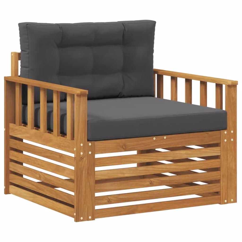 Divano da esterno moderno vidaXL in legno di acacia massello e tessuto, disponibile nei colori marrone, antracite e grigio – 2