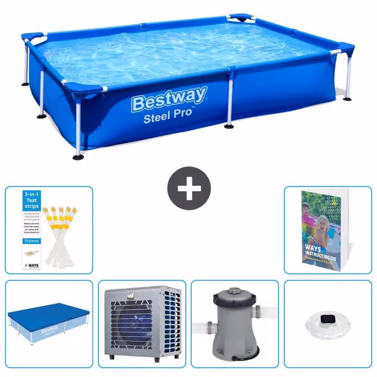 Bestway Steel Pro, piscina rettangolare - 221x150x43 cm - composta da 5 parti, modello S106