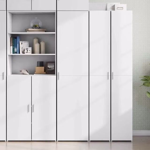 Credenza moderna bianca vidaXL in MDF da appendere a parete L: 45 cm, P: 42,5 cm, H: 185 cm