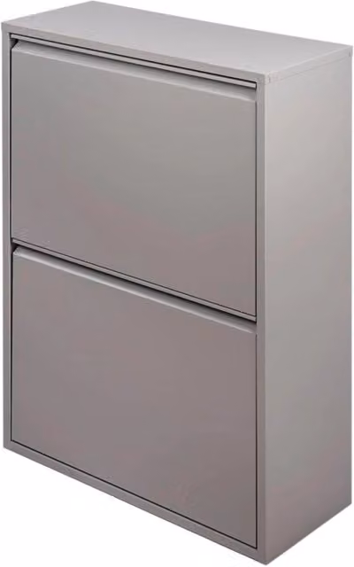 Pattumiera per raccolta differenziata Bricozone in metallo grigio con 4 cestini estraibili e 2 ante a ribalta, L: 60 cm, P: 25 cm, H: 92.5 cm