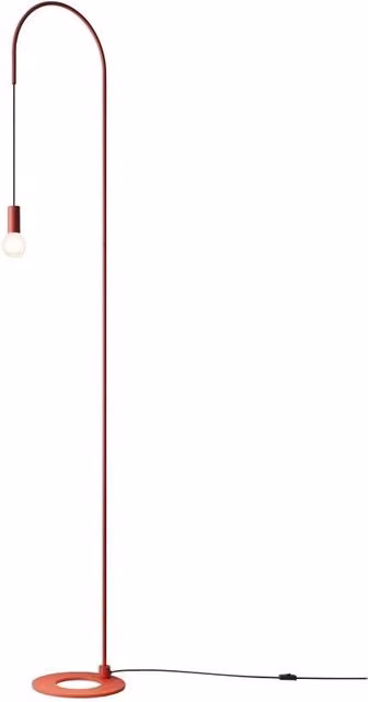 Zafferano - Lampada da Terra Filo, Orientabile 200°, Metallo Verniciato Lampadina E27 max 60W inclusa, H231cm - Rossa