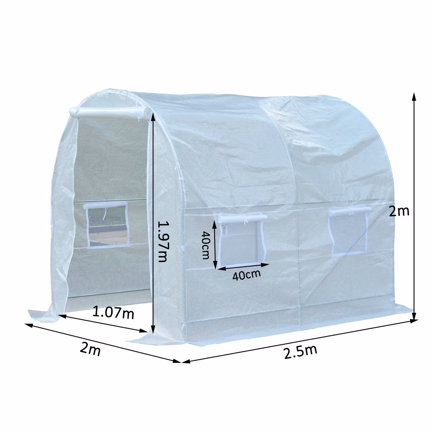 Outsunny Serra da Giardino a Tunnel per Piante in PVC e Acciaio, Bianco, L/P/H: 250 x 200 x 200 cm – 2