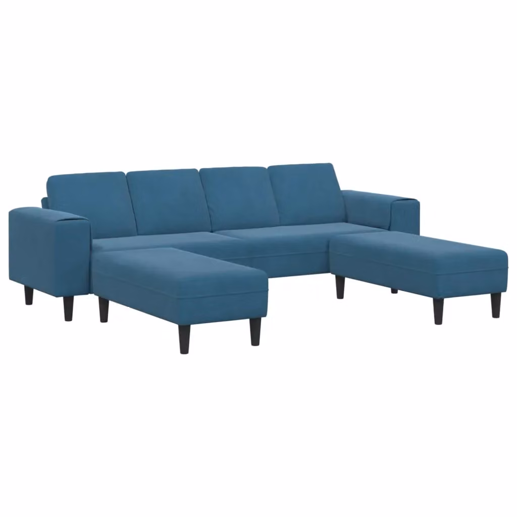 Divano angolare moderno vidaXL in tessuto blu con cuscini per il tuo soggiorno – 2