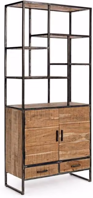 Libreria 2 Ante 2 Cassetti 90x40x200h cm Elmer