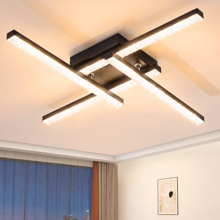 ZMH LED plafoniera nera 20W bianco caldo 3000K 45,5 cm cristallo moderno metallo per camera da letto soggiorno corridoio cucina