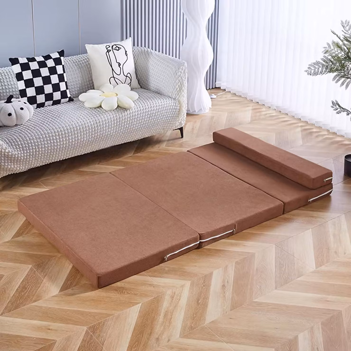 Materasso pieghevole in memory foam per ospiti, con rivestimento lavabile