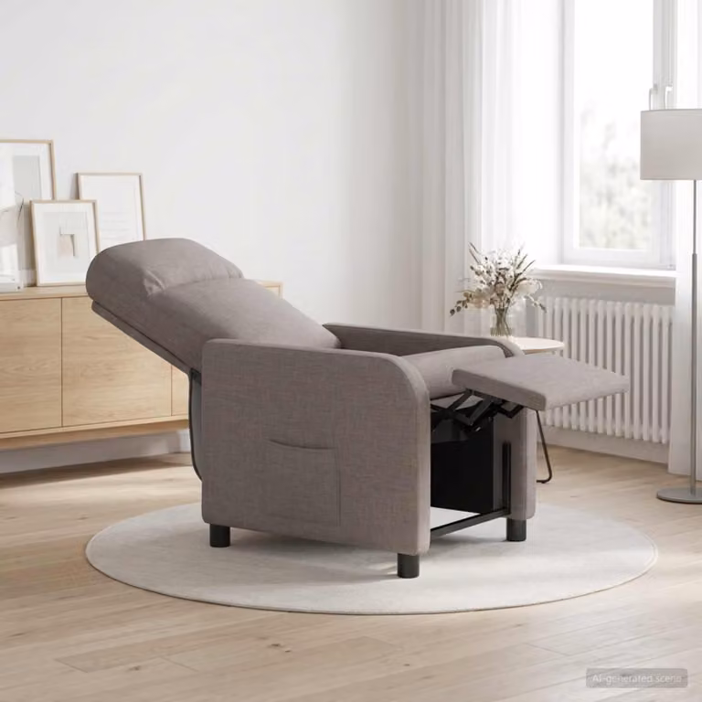 Poltrona reclinabile relax vidaXL in tessuto beige e grigio con braccioli e struttura moderna