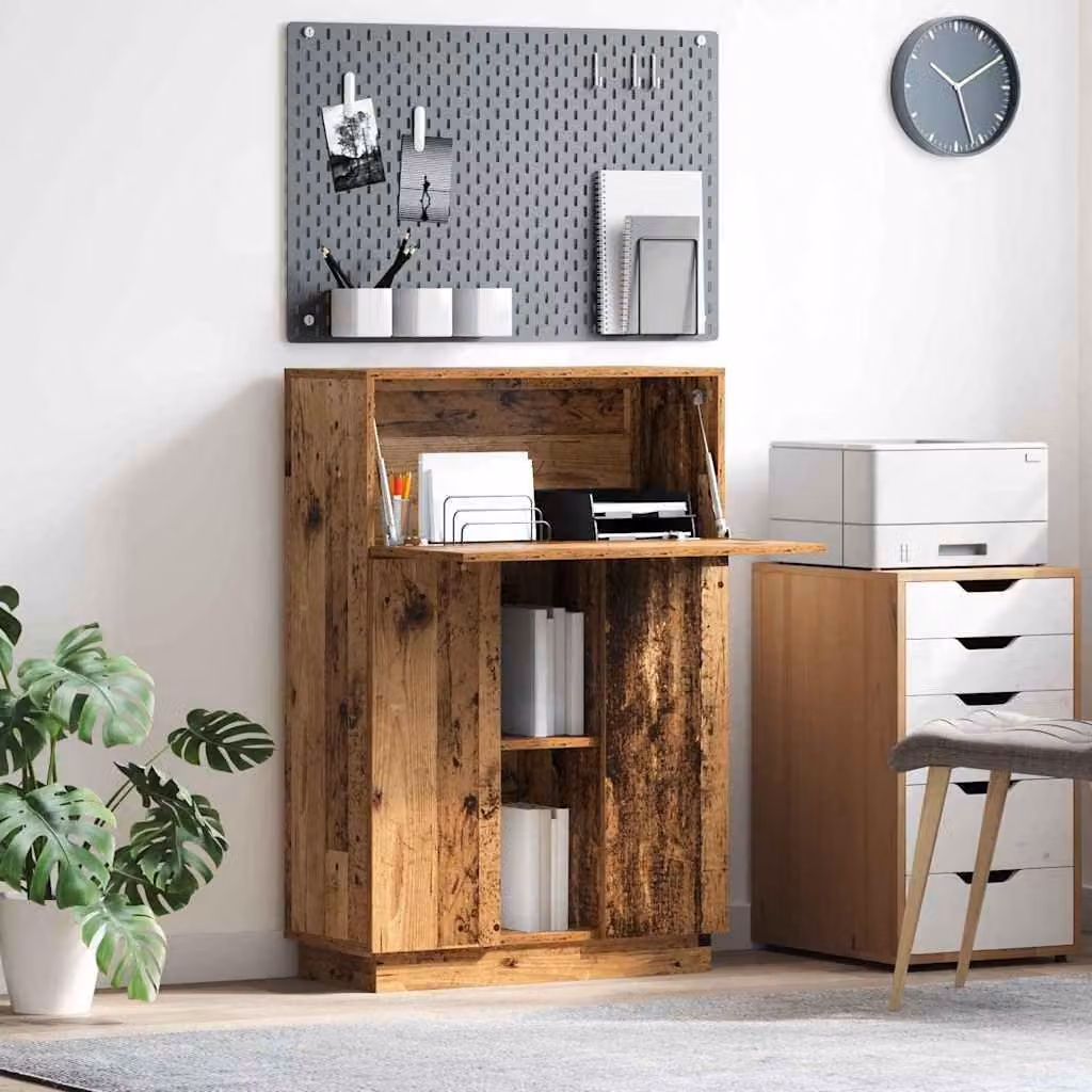Maison Exclusive - Scrivania in legno massello e materiale composito, dimensioni 71,5 x 31,5 x 106,5 cm