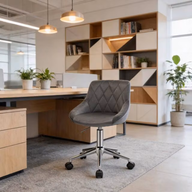 Sedia da ufficio girevole 31,5 x 37,5 x 77 cm grigio scuro – regolabile