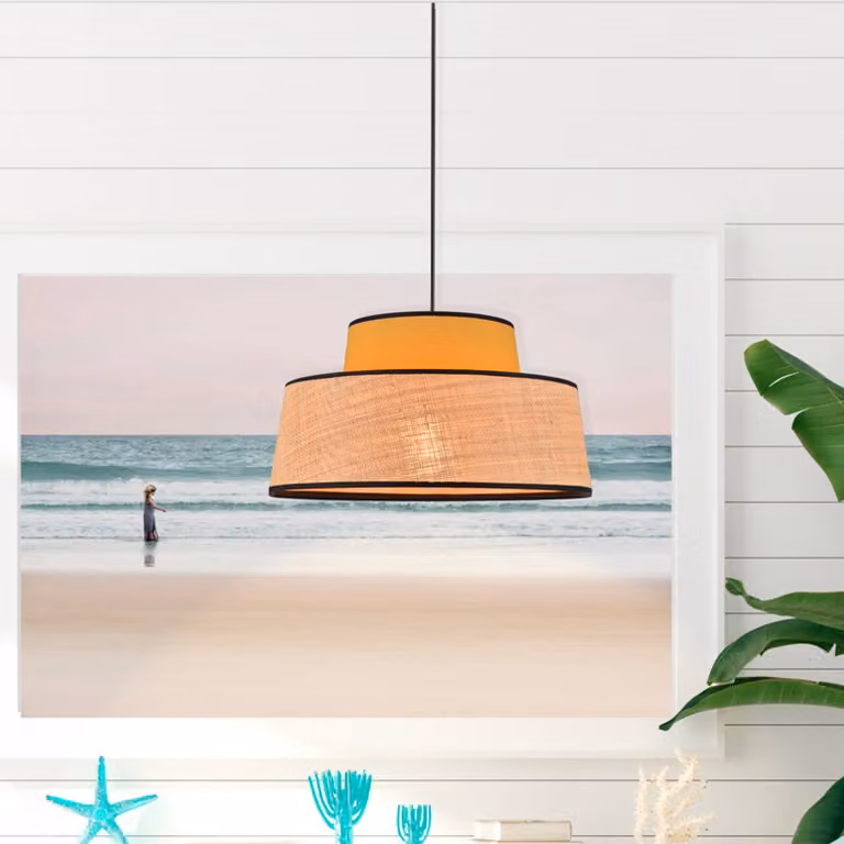 COREP Lampada a sospensione Mallorca, dimmerabile, Giallo / Arancione, Soggiorno / Sala da pranzo, Tessuto / Stoffa / Seta, Lampada a sospensione