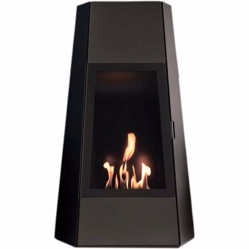 Biocamino da pavimento Shanghai Nero Tecno Air System con vetro frontale e design in acciaio, H: 121 cm, L: 73 cm, P: 43,8 cm – 2