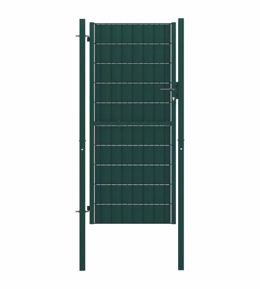 Cancello per Recinzione in PVC e Acciaio 100x124 cm Verde