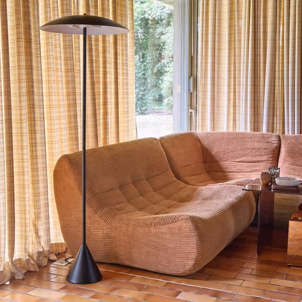 Lampada da terra Sweeek in metallo nera per soggiorno e camera da letto, ø50 cm – 2