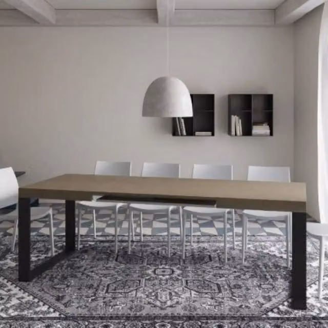 Tavolo allungabile 140/244x90 cm Tecno tortora gambe antracite