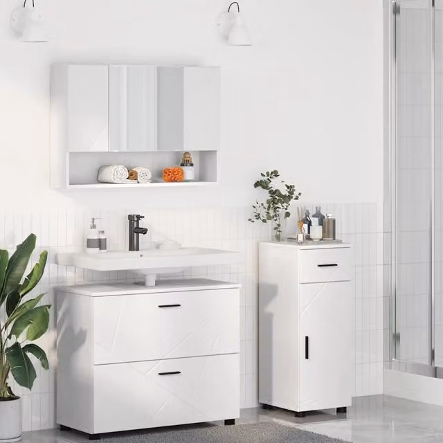 Set di mobili per il bagno 3 pz Bianco 3393033