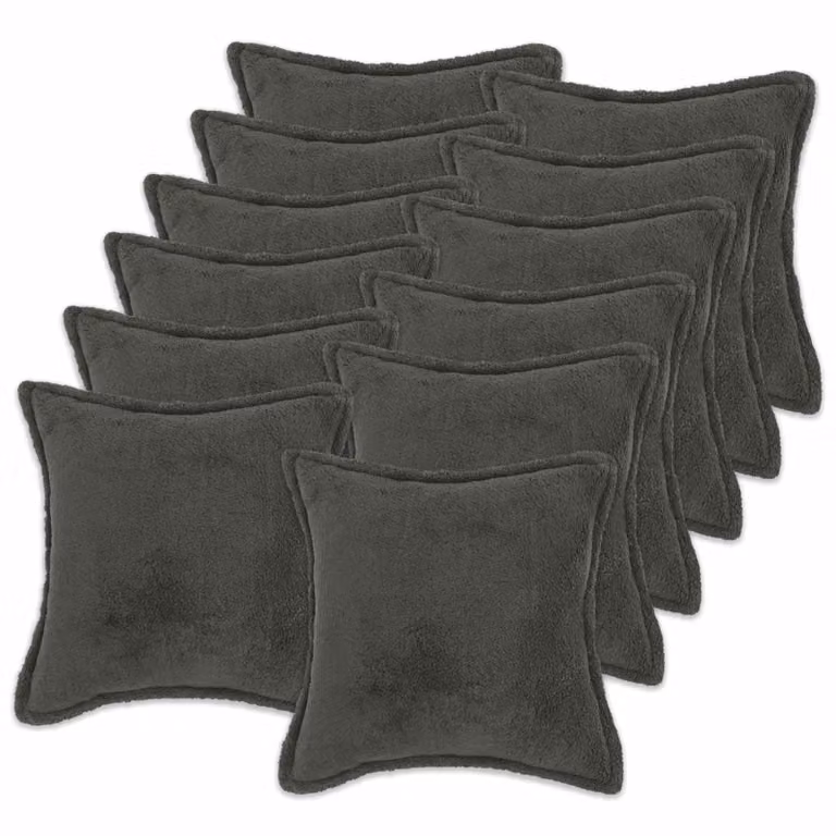 Set di 12 federe vidaXL HOUTEN in tessuto bouclé grigio scuro, L/P: 50 x 50 cm