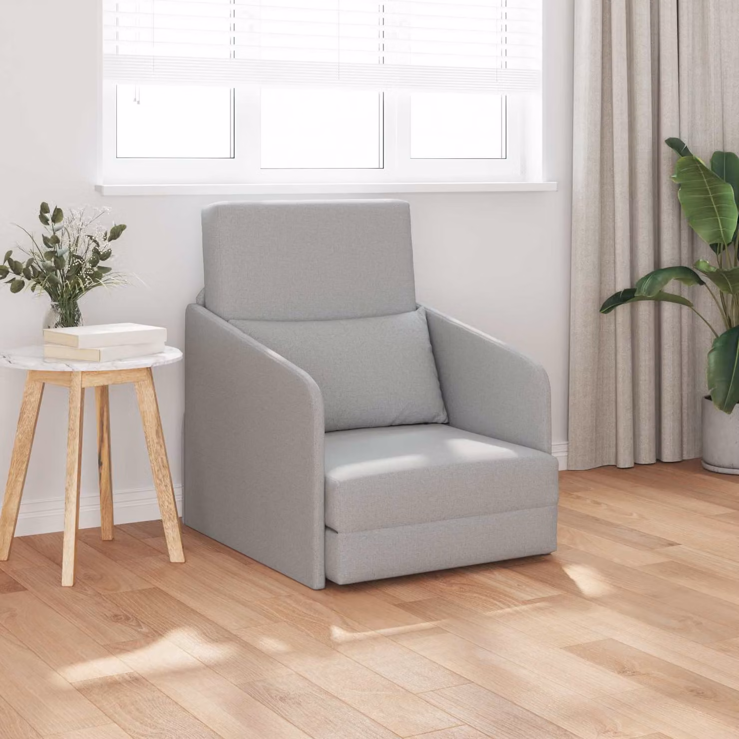 vidaXL Divano letto pieghevole moderno in tessuto Grigio L: 65 cm, P: 80 cm, H: 83 cm