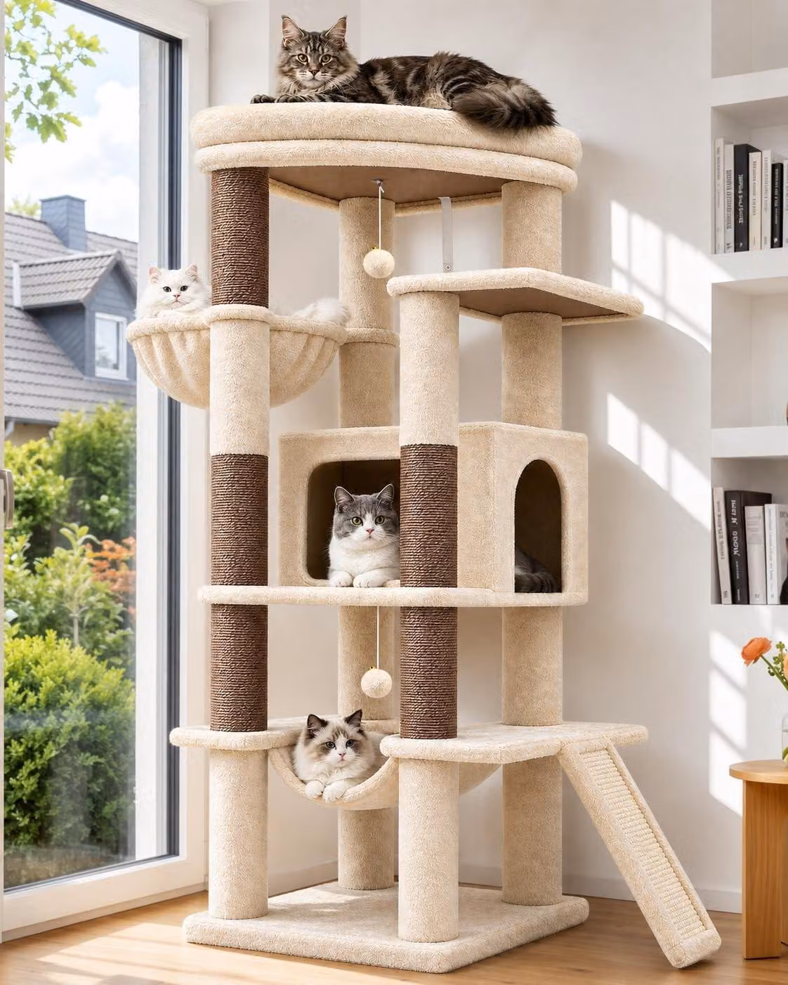 Albero per gatti multifunzionale con amaca e tiragraffi