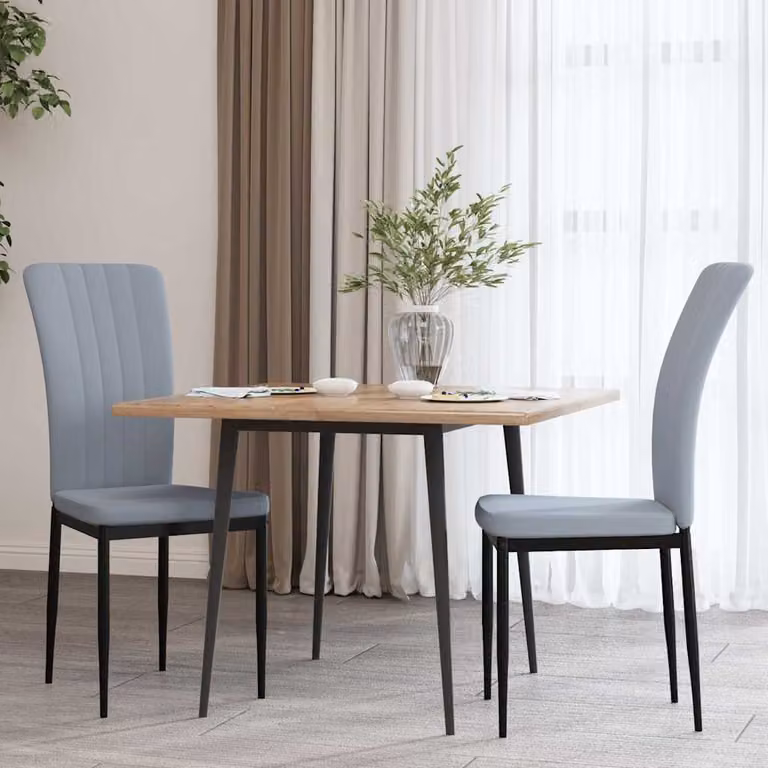 Set di 2 sedie da pranzo vidaXL in velluto grigio con struttura in metallo e plastica per soggiorno e cucina