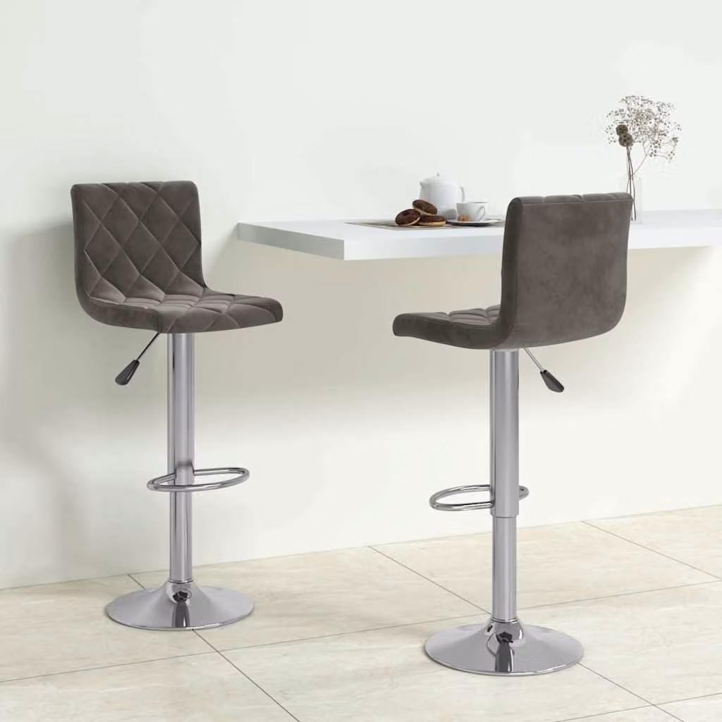 Set di 2 sedie da bar vidaXL in velluto grigio scuro con base girevole a 360 gradi