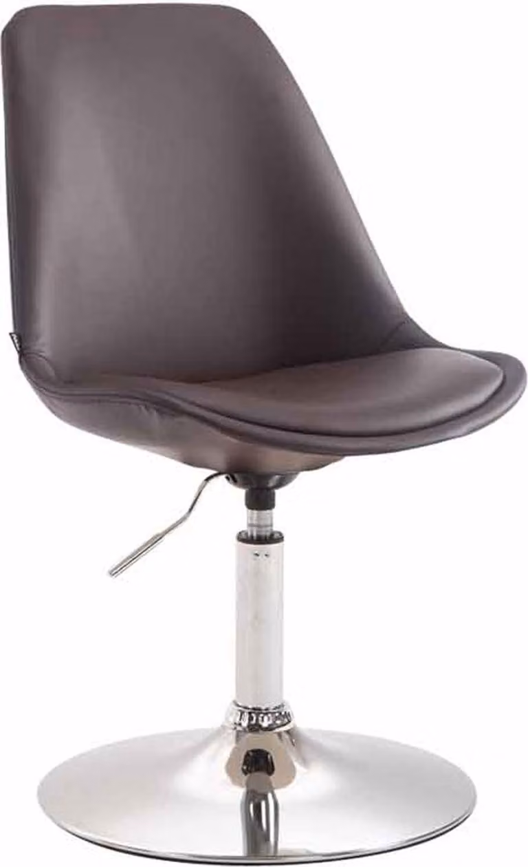 Sedia da pranzo in Pelle finta - Sedia moderna - Regolabile in altezza e girevole a 360° | Colore: Marrone | Colore base: Cromo